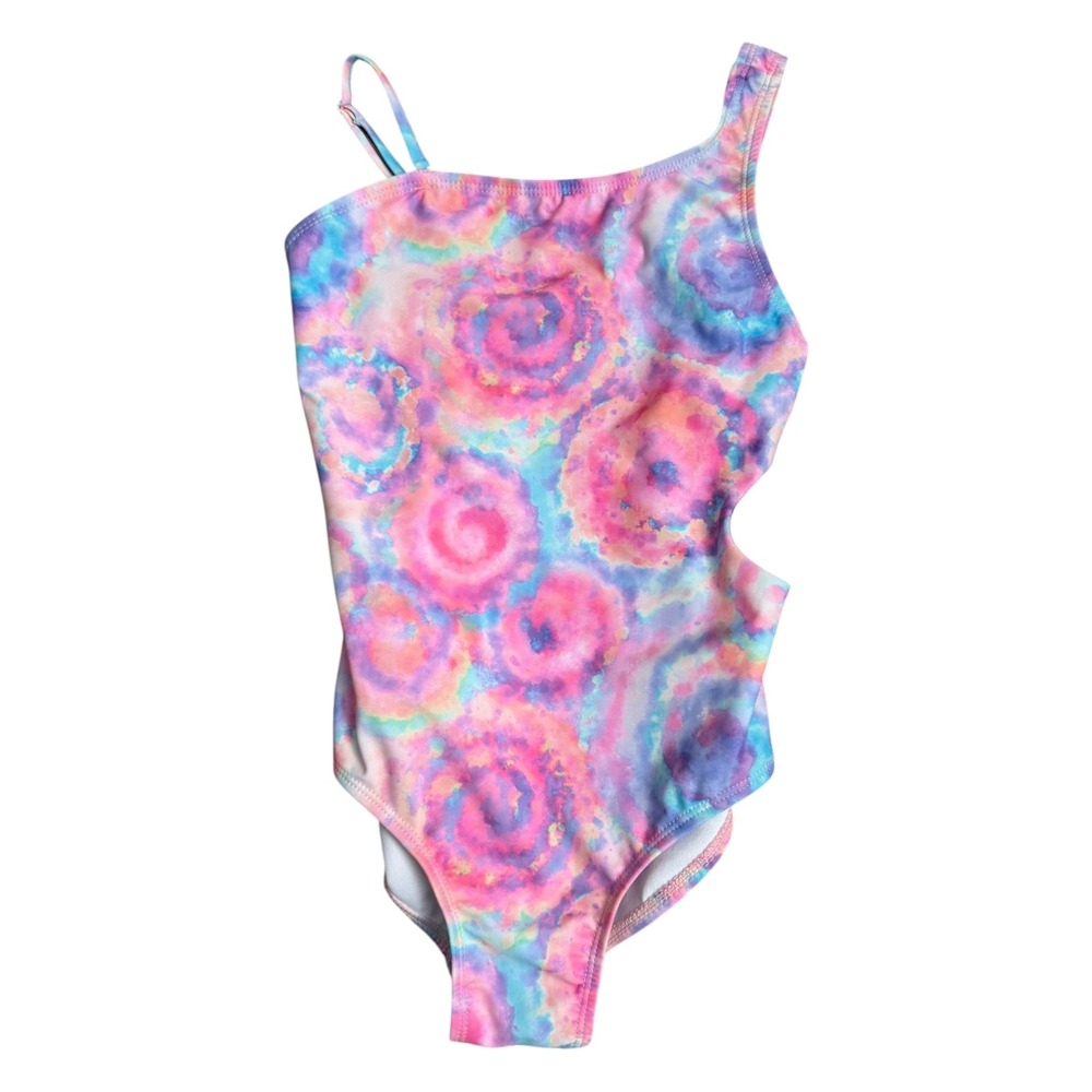 Andy & Evan Swim Girls One Piece Swimsuit Pink Swirl UPF 50+ L (12/14) NWT - Picture 2 of 7